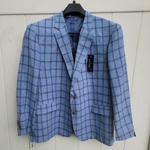 Stafford sport coat 50R Blue plaid